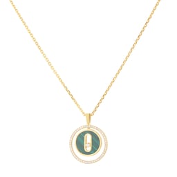 37710814 - 18ct Yellow Gold Lucky Move Malachite 0.18cttw Diamond Necklace
