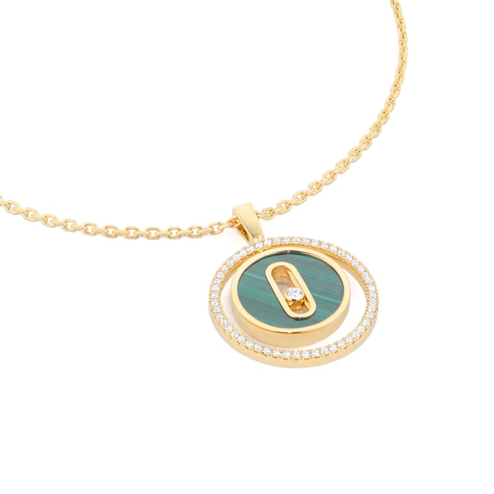 Messika 18ct Yellow Gold Lucky Move Malachite 0.18cttw Diamond Necklace