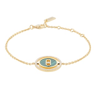 Messika 18ct Yellow Gold Lucky Move Malachite 0.18cttw Diamond Bracelet