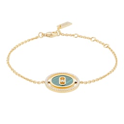 37710816 - 18ct Yellow Gold Lucky Move Malachite 0.18cttw Diamond Bracelet