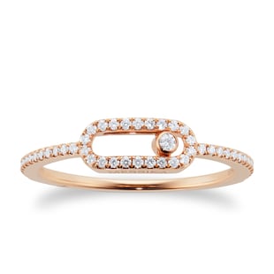 Messika 18ct Rose Gold Move Uno 0.17cttw Diamond Pave Ring