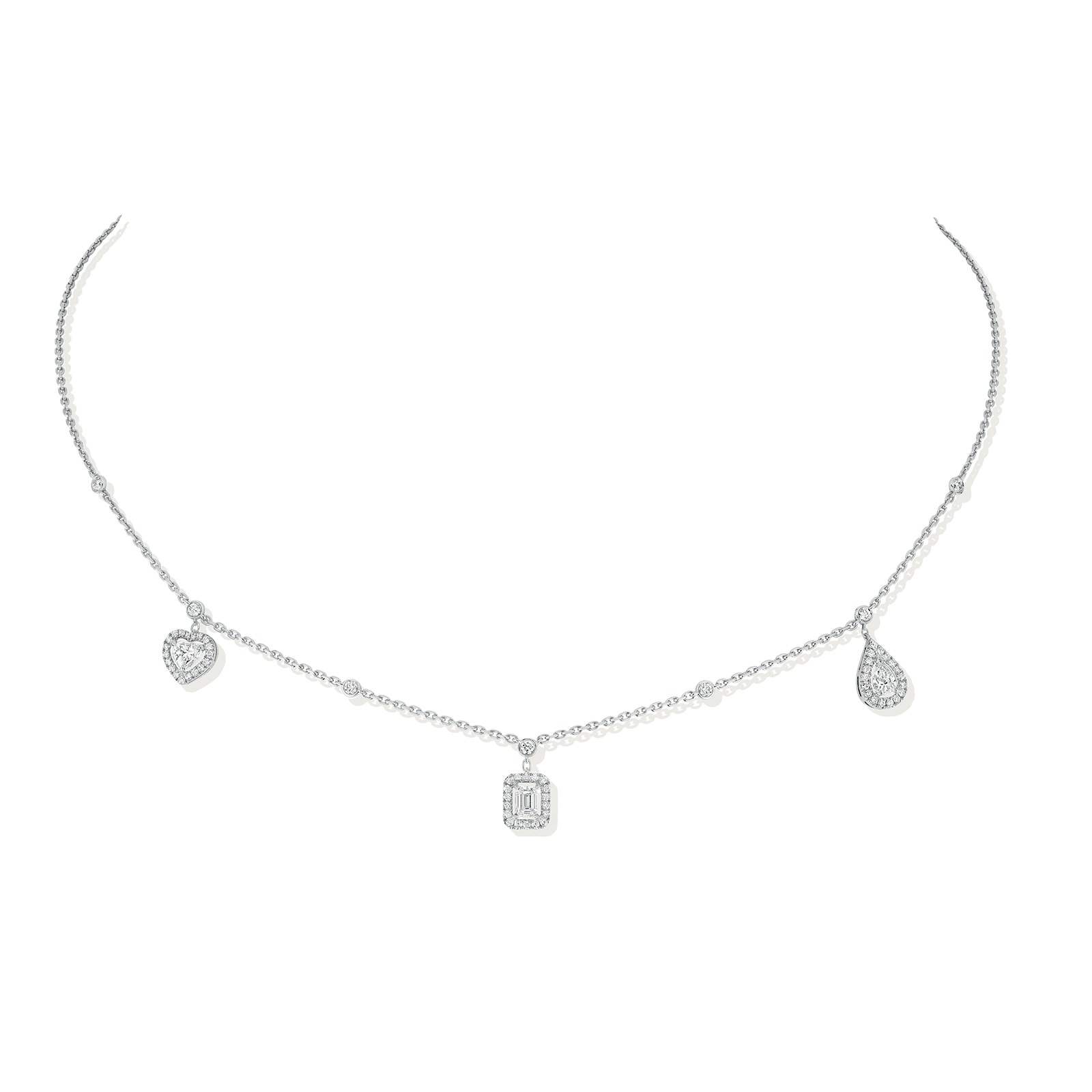 Messika 18k White Gold 0.76cttw Diamond My Twin Trio Necklace
