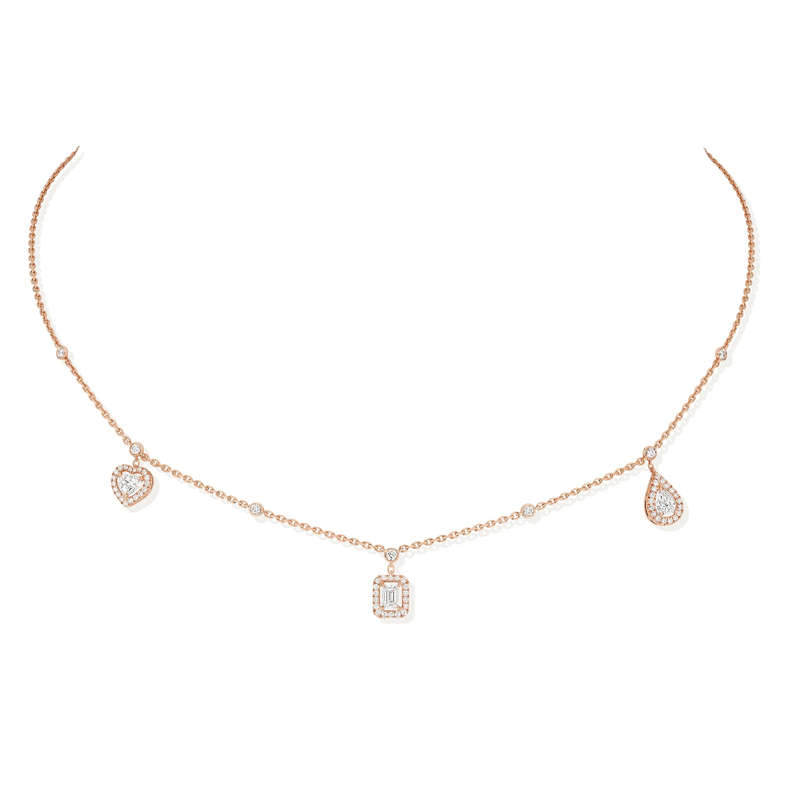 Messika 18k Rose Gold 0.76cttw Diamond My Twin Trio Necklace Messika 18k Rose Gold 0.76cttw Diamond My Twin Trio Necklace
