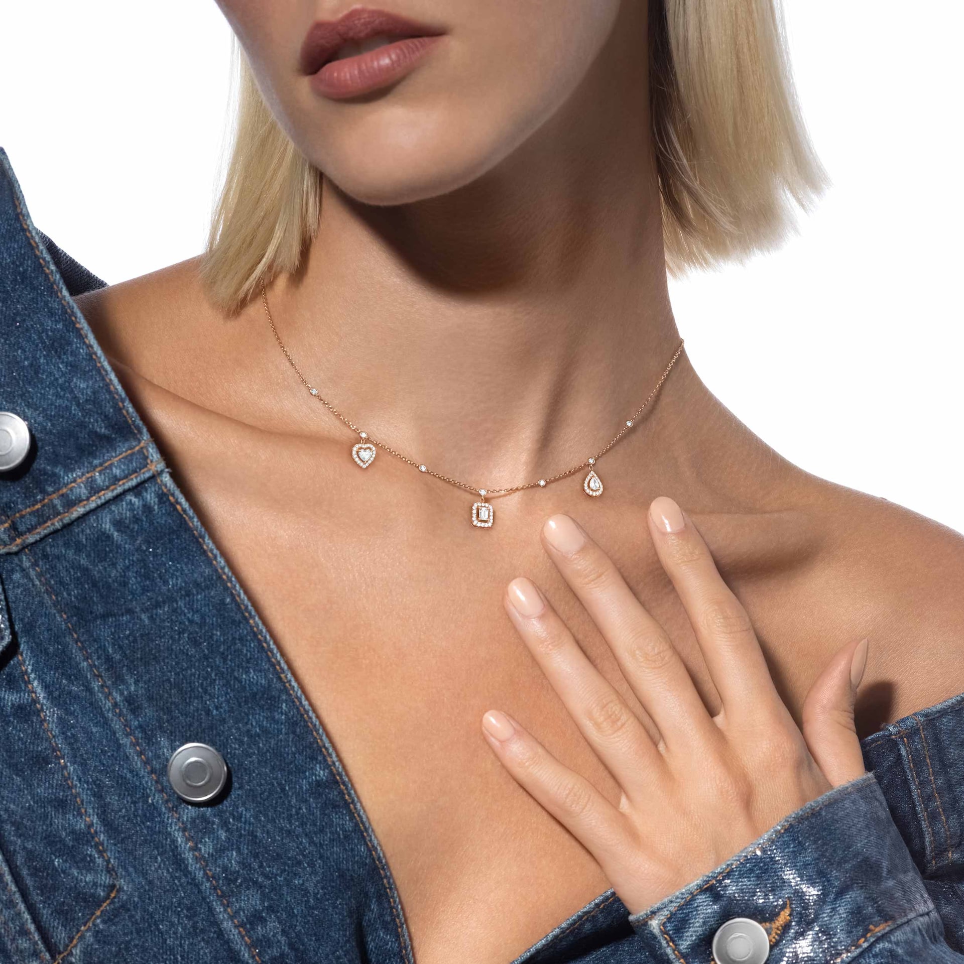 Messika 18k Rose Gold 0.76cttw Diamond My Twin Trio Necklace Messika 18k Rose Gold 0.76cttw Diamond My Twin Trio Necklace