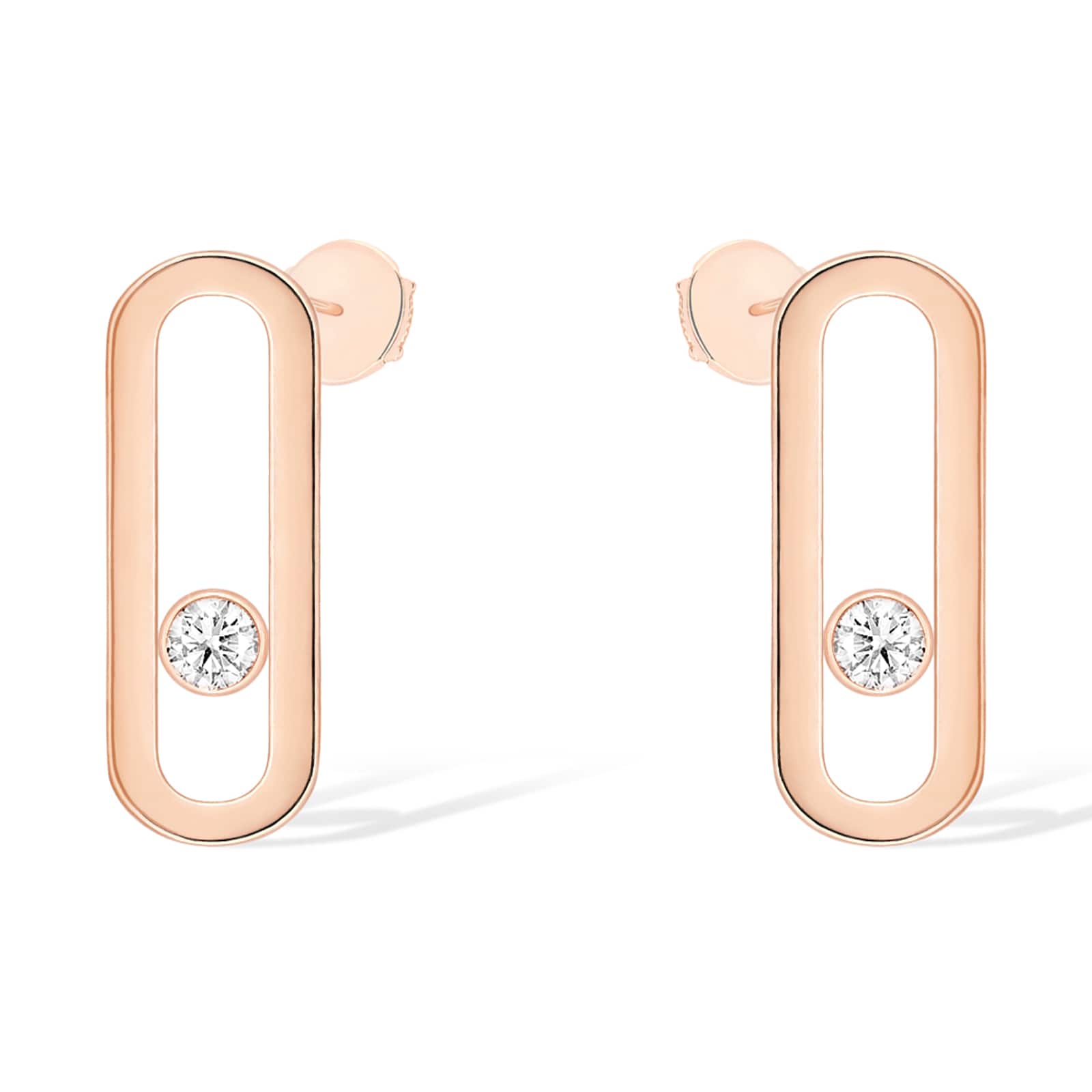 Messika 18k Rose Gold 0.16cttw Diamond Move Uno Stud Earrings
