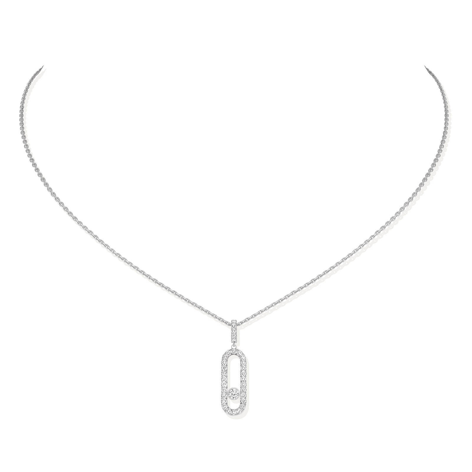Messika 18ct White Gold Move Uno 0.35ct Diamond Pave Necklace Messika 18ct White Gold Move Uno 0.35ct Diamond Pave Necklace