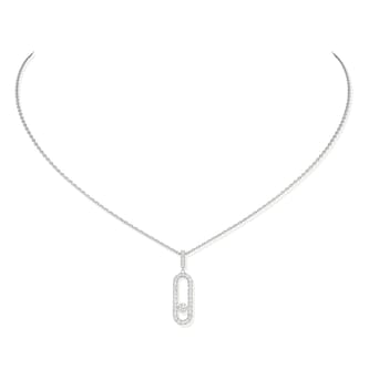 Messika 18K White Gold Move Uno 0.35ct Diamond Pave Necklace Messika 18K White Gold Move Uno 0.35ct Diamond Pave Necklace