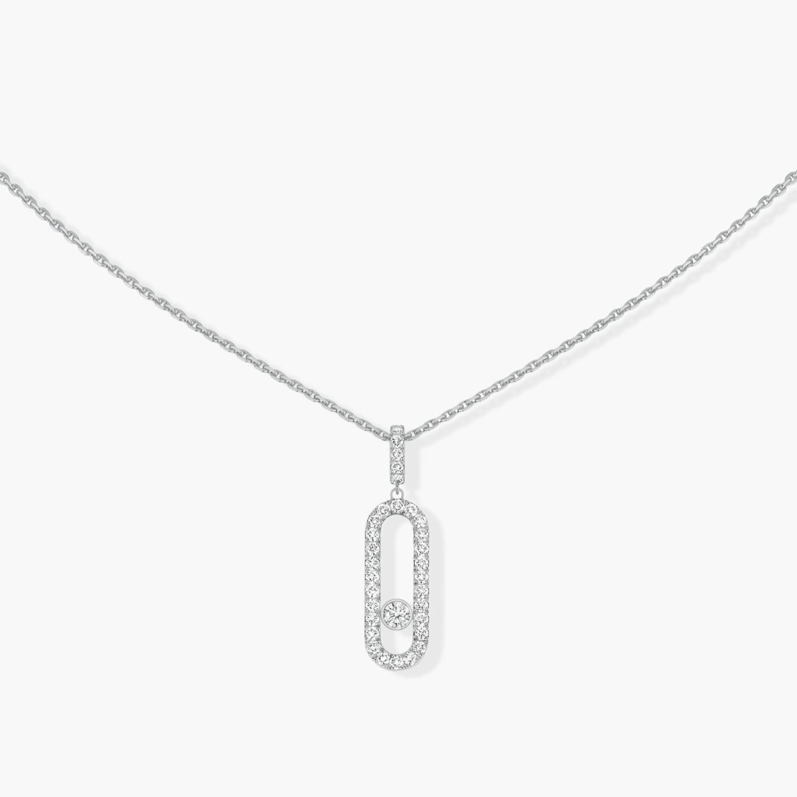 Messika 18K White Gold Move Uno 0.35ct Diamond Pave Necklace