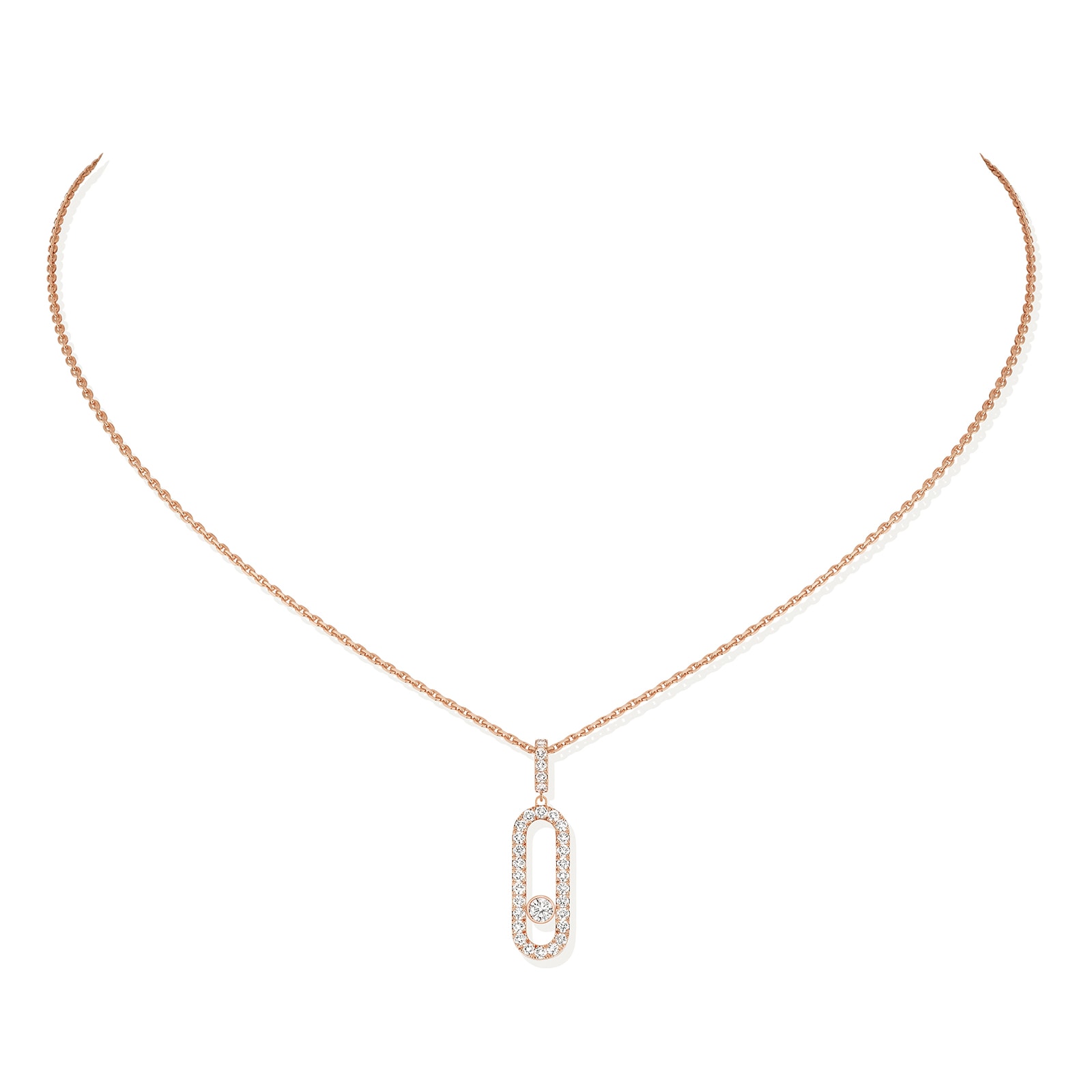 Messika 18k Rose Gold 0.35cttw Diamond Move Uno Necklace 45cm