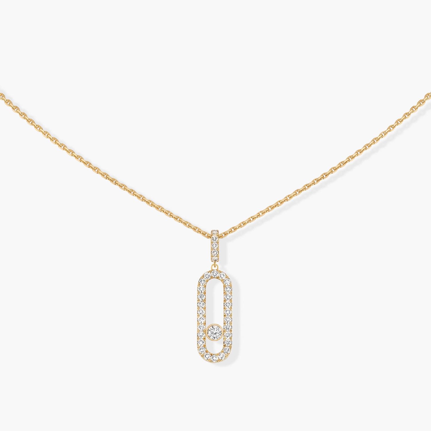 Messika 18ct Yellow Gold Move Uno 0.35ct Diamond Pave Necklace