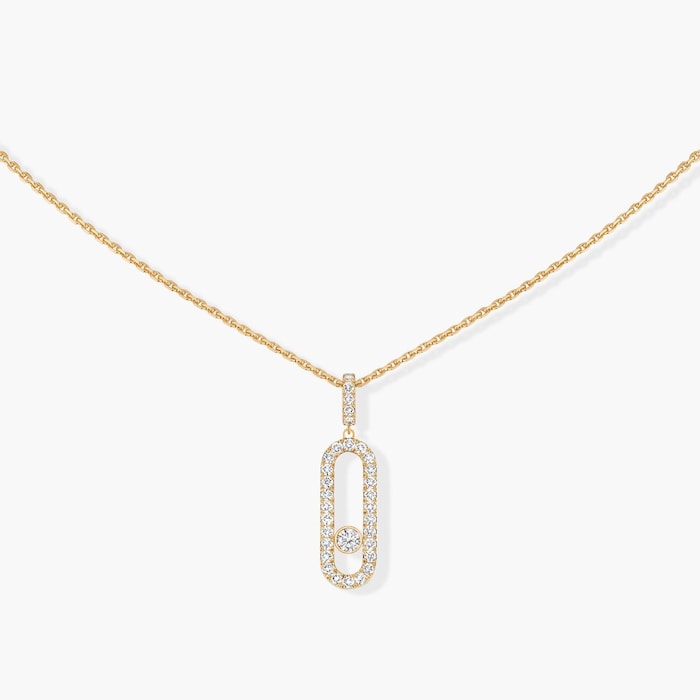 Messika 18ct Yellow Gold Move Uno 0.35ct Diamond Pave Necklace