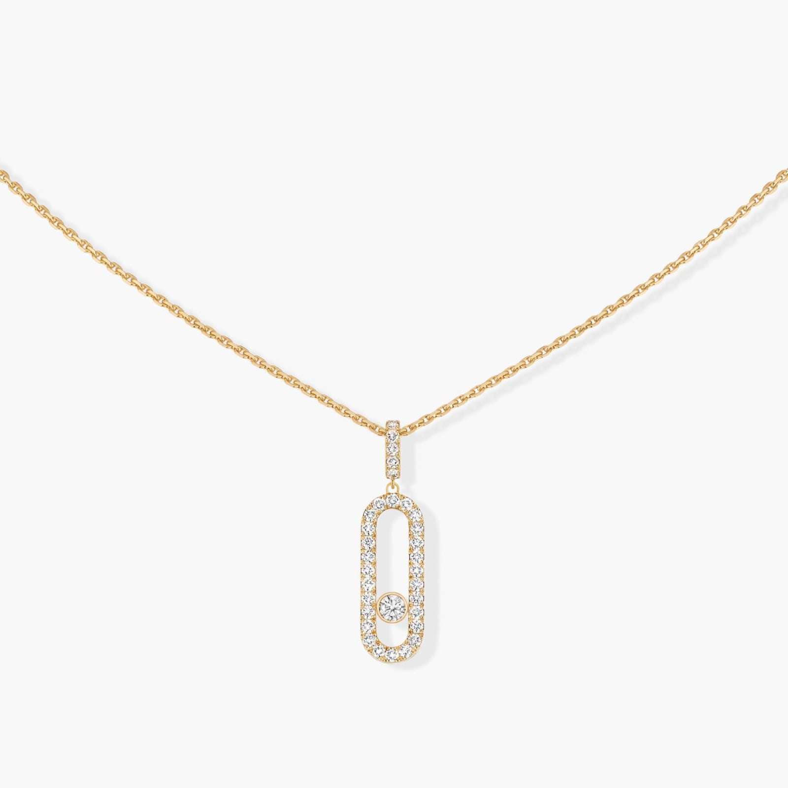 Messika 18K Yellow Gold Move Uno 0.35ct Diamond Pave Necklace