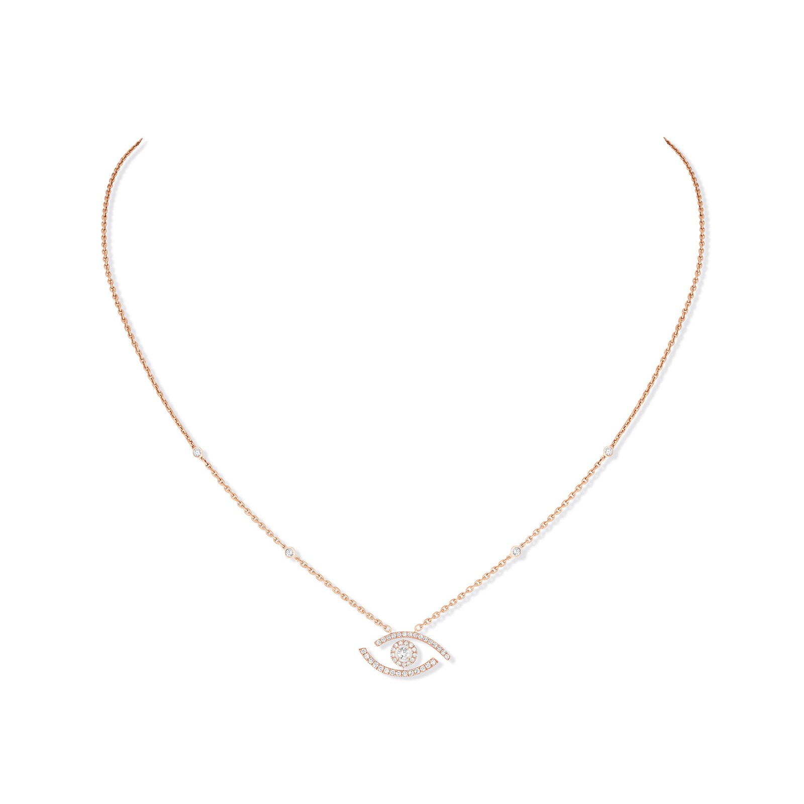 Messika 18k Rose Gold 0.30cttw Diamond Lucky Eye Necklace