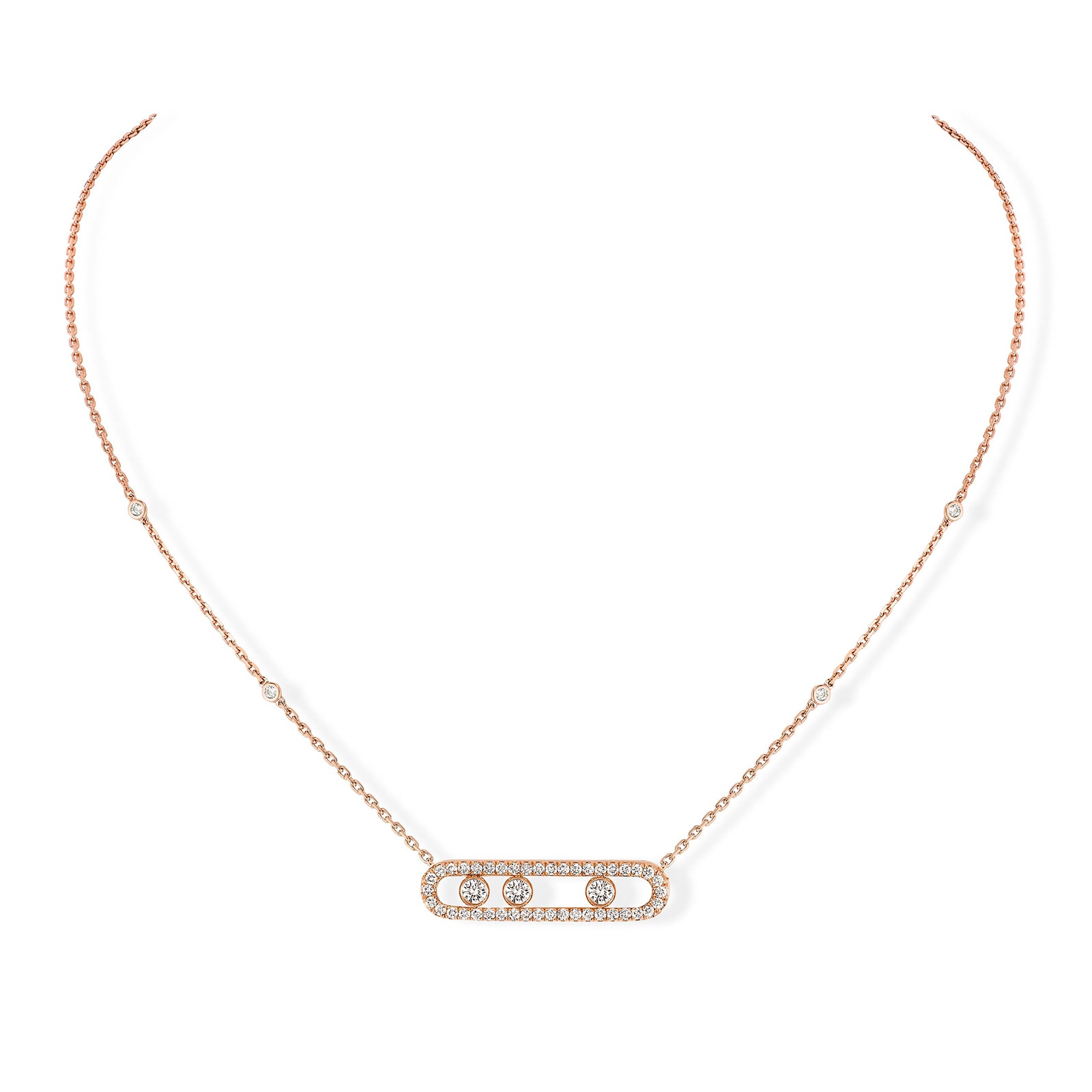 Messika 18k Rose Gold 0.70cttw Diamond Move Necklace 45cm