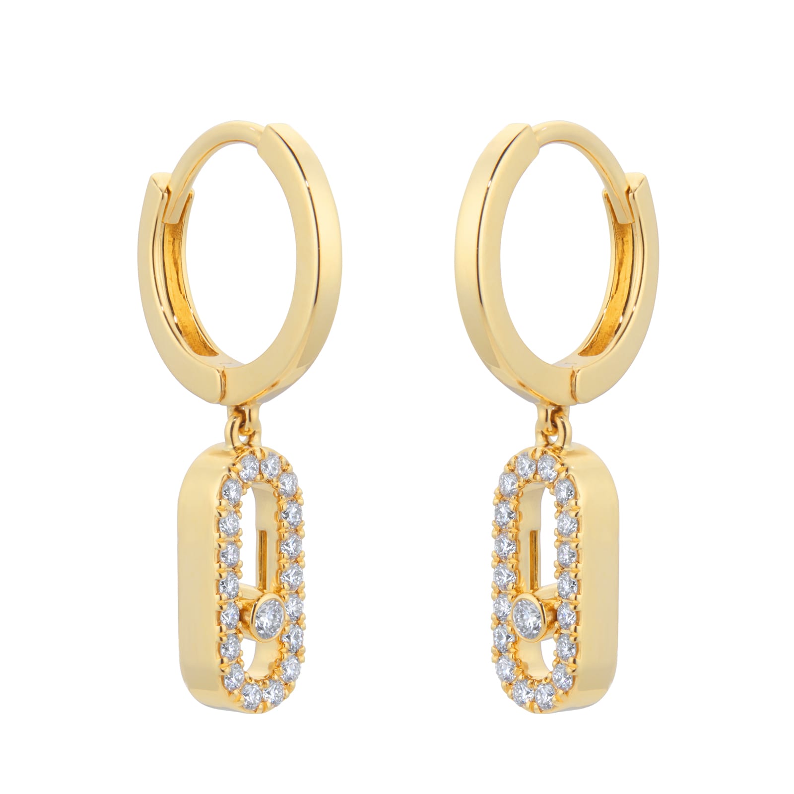 Messika 18ct Yellow Gold Move Uno 0.19cttw Diamond Drop Earrings