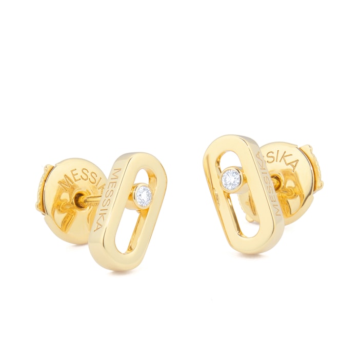 Messika 18ct Yellow Gold Move Uno 0.03cttw Diamond Stud Earrings