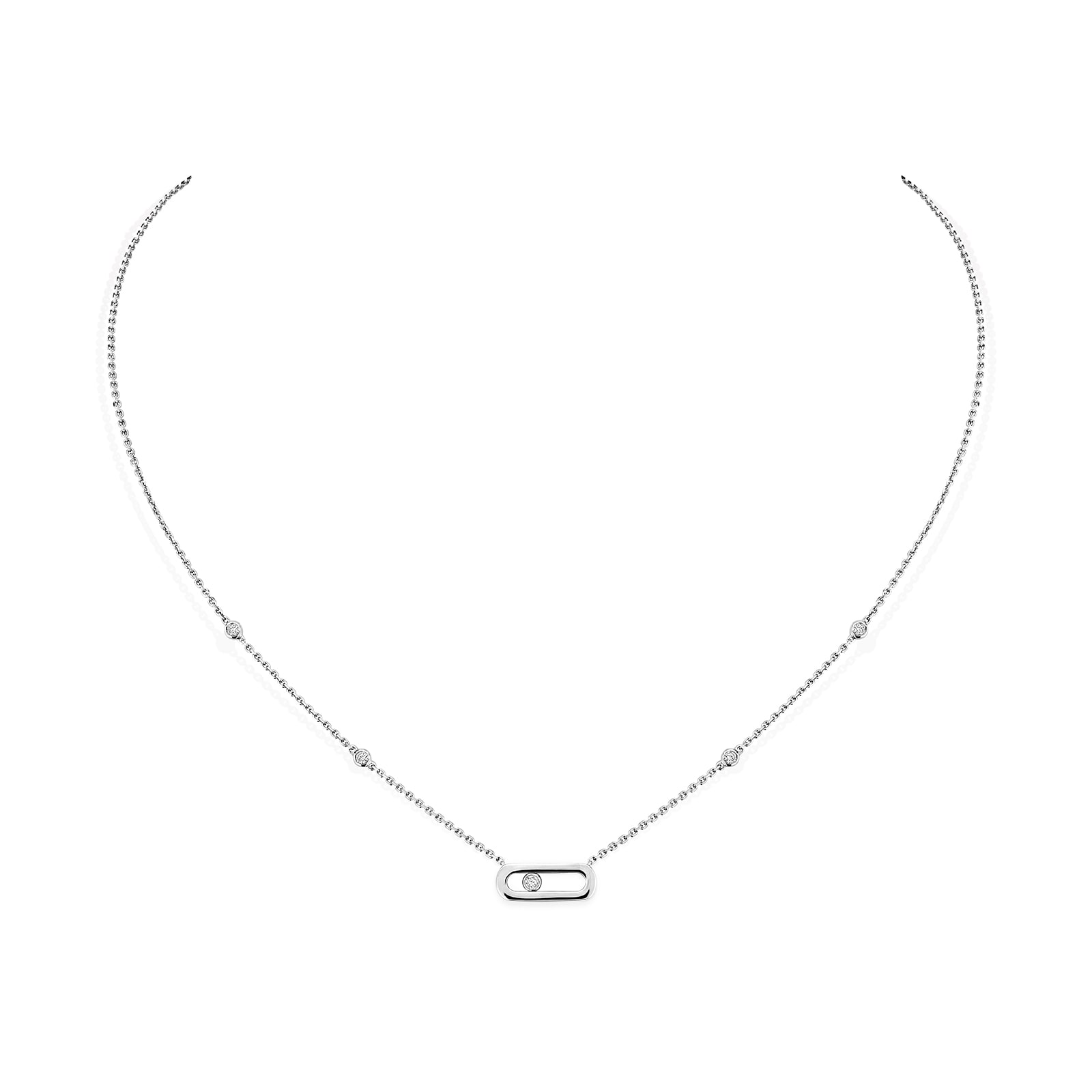 18ct White Gold Move Uno 0.10cttw Diamond Necklace