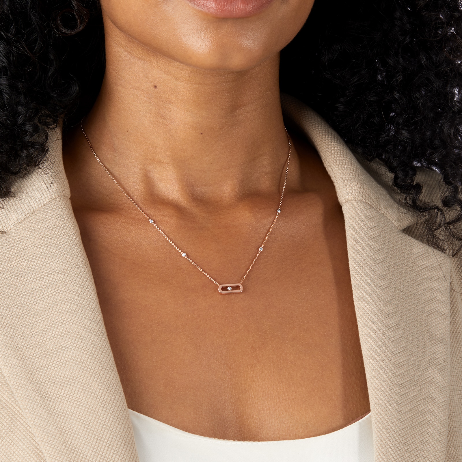 Messika 18ct Rose Gold Move Uno 0.10cttw Diamond Necklace Messika 18ct Rose Gold Move Uno 0.10cttw Diamond Necklace