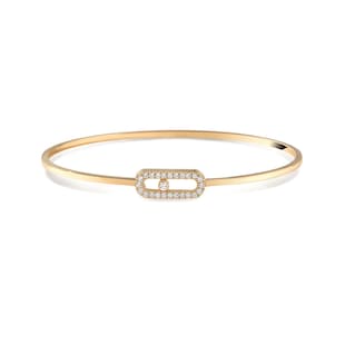 Messika 18ct Yellow Gold Move Uno Pavé 0.14cttw Diamond Bangle