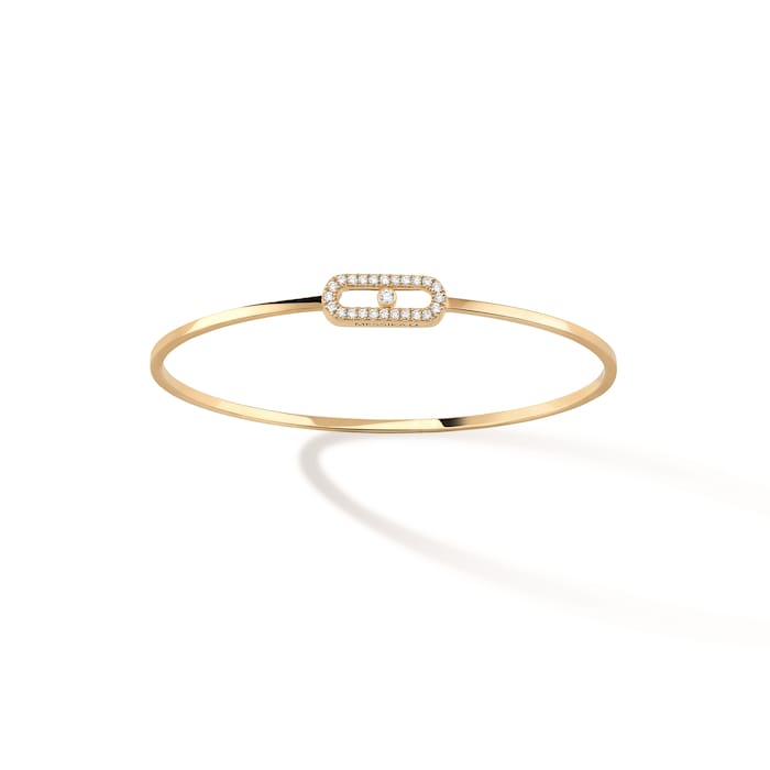 Messika 18ct Yellow Gold Move Uno Pavé 0.14cttw Diamond Bangle