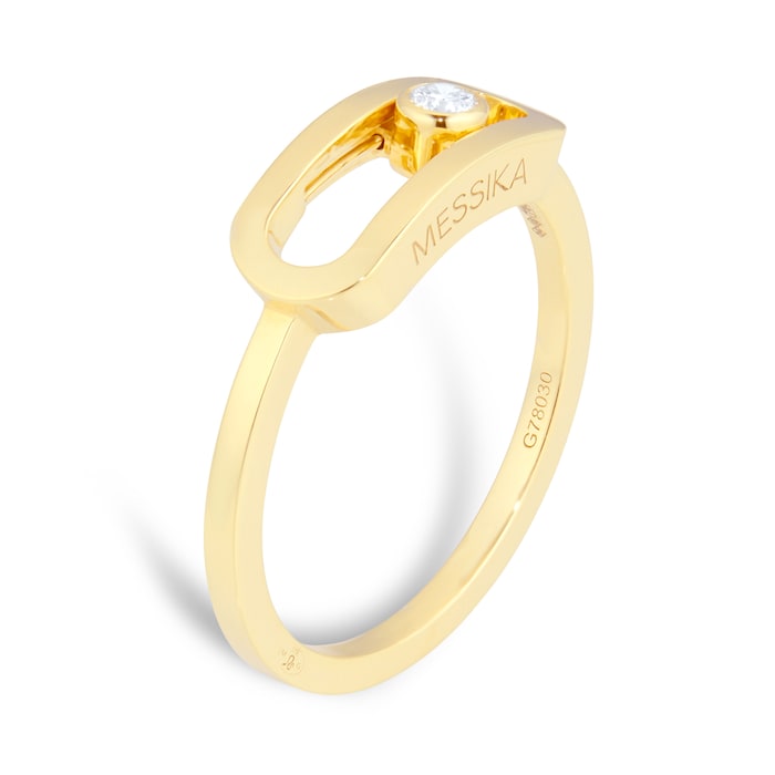 Messika 18ct Yellow Gold Move Uno 0.06cttw Diamond Ring - Ring Size O