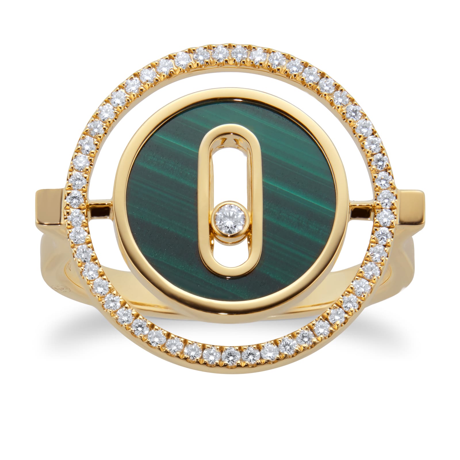 Messika 18ct Yellow Gold Lucky Move 0.18cttw Diamond Malachite Ring