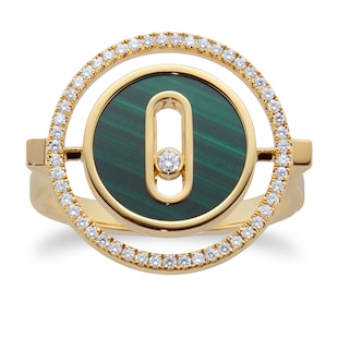 Messika 18ct Yellow Gold Lucky Move 0.18cttw Diamond Malachite Ring