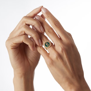 Messika 18ct Yellow Gold Lucky Move 0.18cttw Diamond Malachite Ring