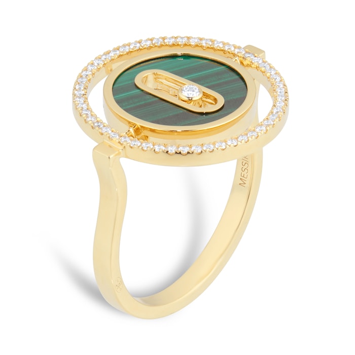 Messika 18ct Yellow Gold Lucky Move 0.18cttw Diamond Malachite Ring