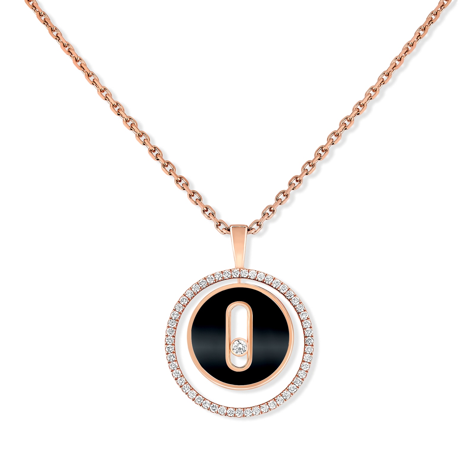 MESSIKA 18k Rose Gold 0.20cttw Diamond Lucky Move Onyx Small Pendant 45cm MESSIKA 18k Rose Gold 0.20cttw Diamond Lucky Move Onyx Small Pendant 45cm