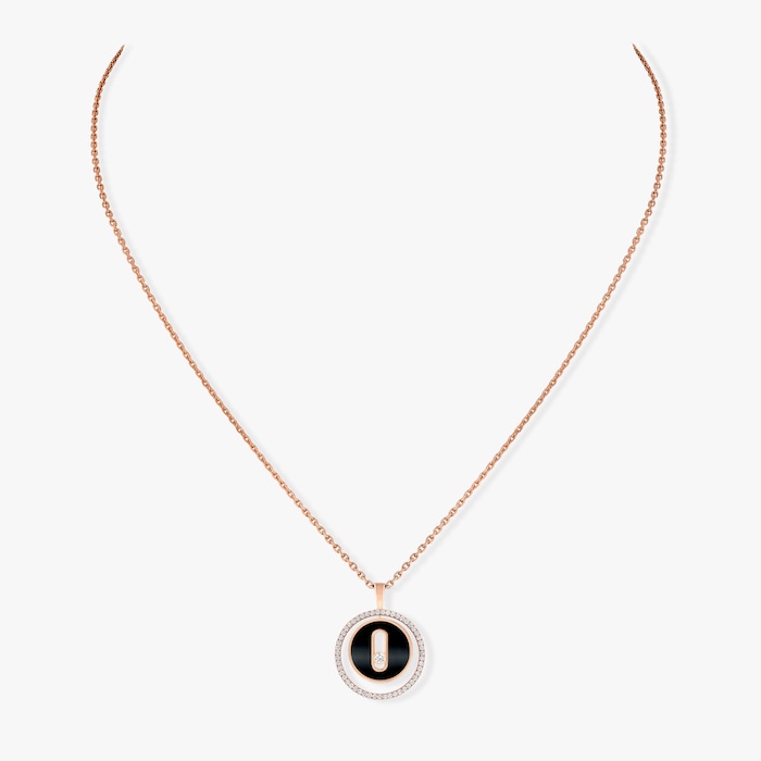 MESSIKA 18k Rose Gold 0.20cttw Diamond Lucky Move Onyx Small Pendant 45cm