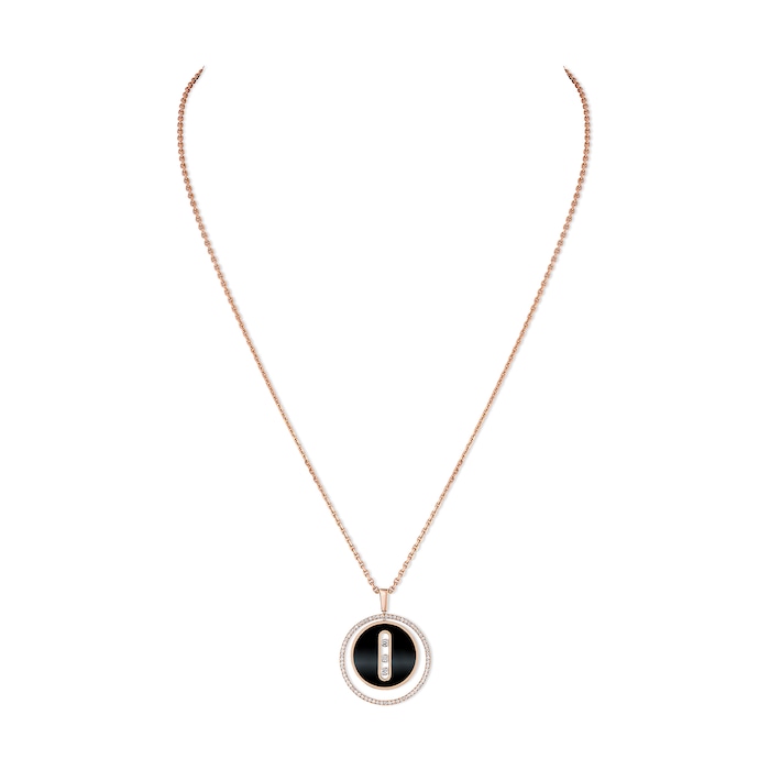 MESSIKA 18k Rose Gold 0.38cttw Diamond Lucky Move Onyx Large Pendant 69cm