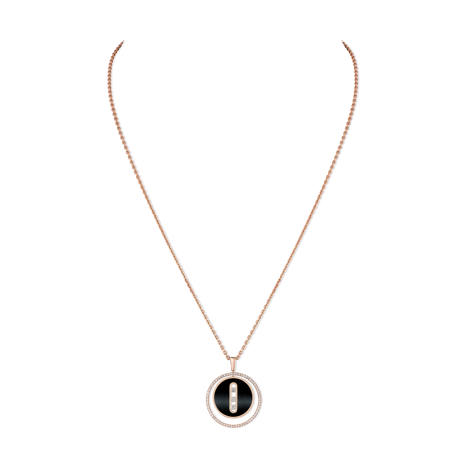 MESSIKA 18k Rose Gold 0.38cttw Diamond Lucky Move Onyx Large Pendant 69cm MESSIKA 18k Rose Gold 0.38cttw Diamond Lucky Move Onyx Large Pendant 69cm