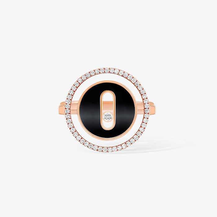 MESSIKA 18k Rose Gold 0.20cttw Diamond Lucky Move Onyx Ring Size 6.5