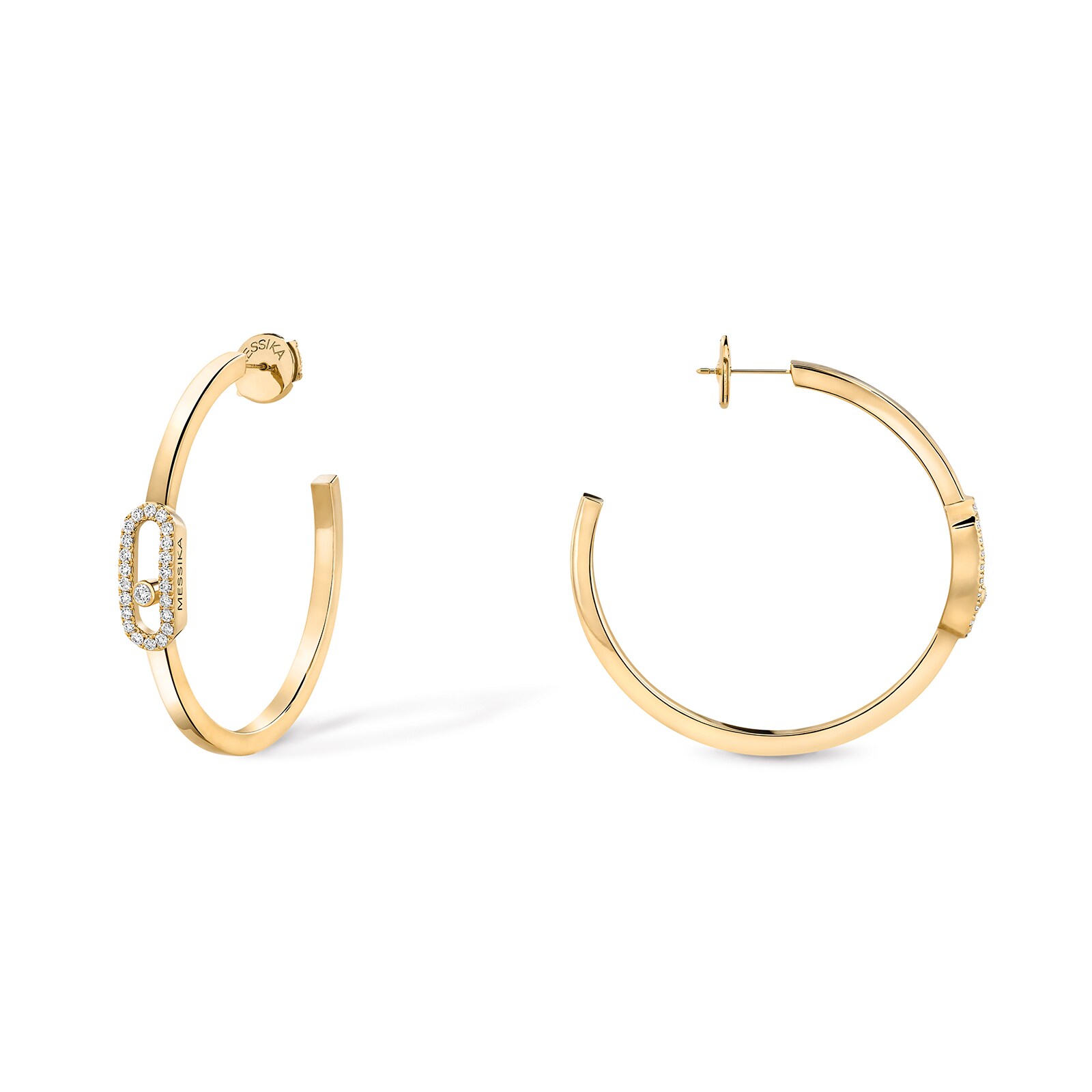 MESSIKA 18k Yellow Gold 0.29cttw Diamond Move Uno Small Hoop Earrings