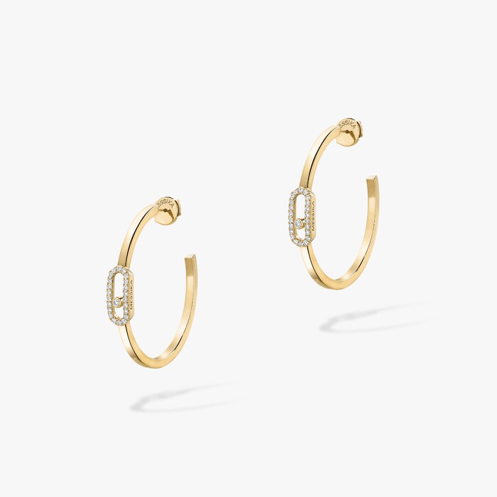 MESSIKA 18k Yellow Gold 0.29cttw Diamond Move Uno Small Hoop Earrings