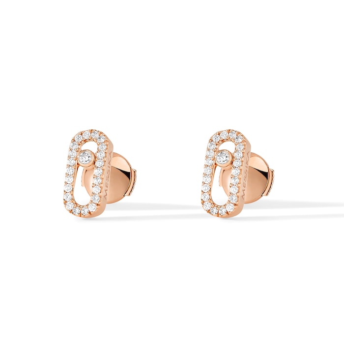 Messika 18k Rose Gold 0.18cttw Diamond Move Uno Stud Earrings