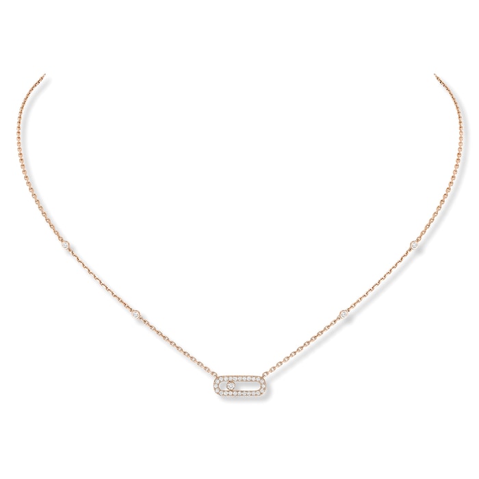 Messika 18k Rose Gold 0.20cttw Diamond Move Uno Necklace 45cm