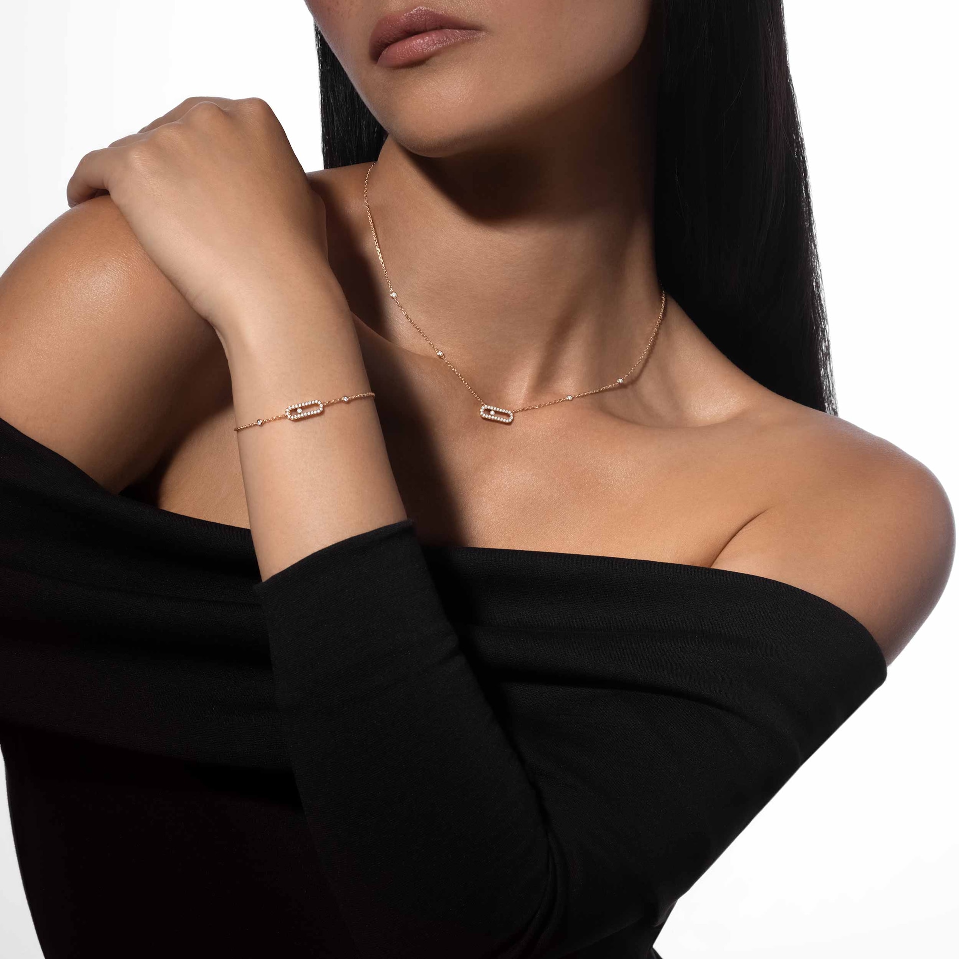 Messika 18k Rose Gold 0.20cttw Diamond Move Uno Necklace 45cm Messika 18k Rose Gold 0.20cttw Diamond Move Uno Necklace 45cm