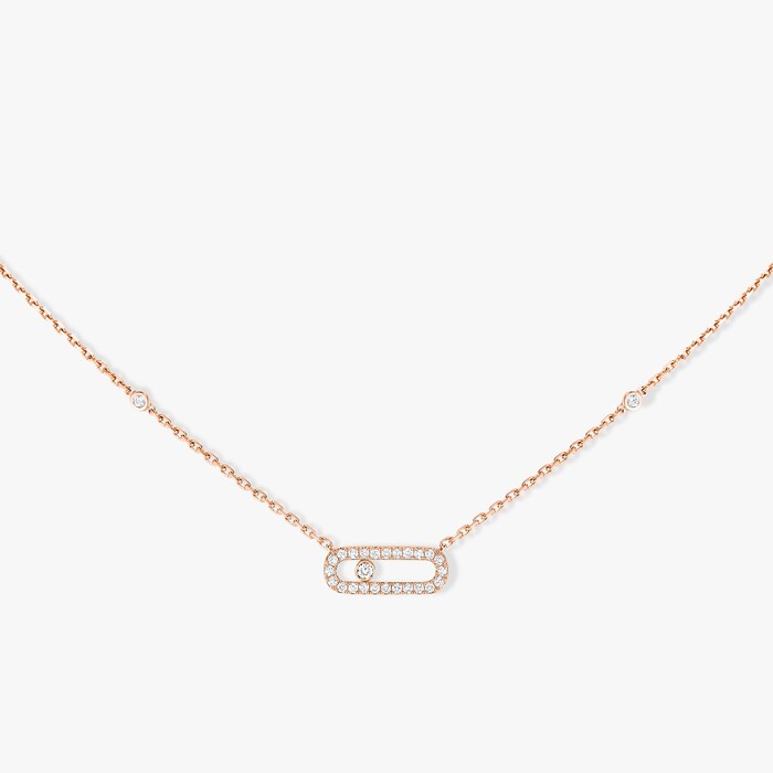 Messika 18k Rose Gold 0.20cttw Diamond Move Uno Necklace 45cm