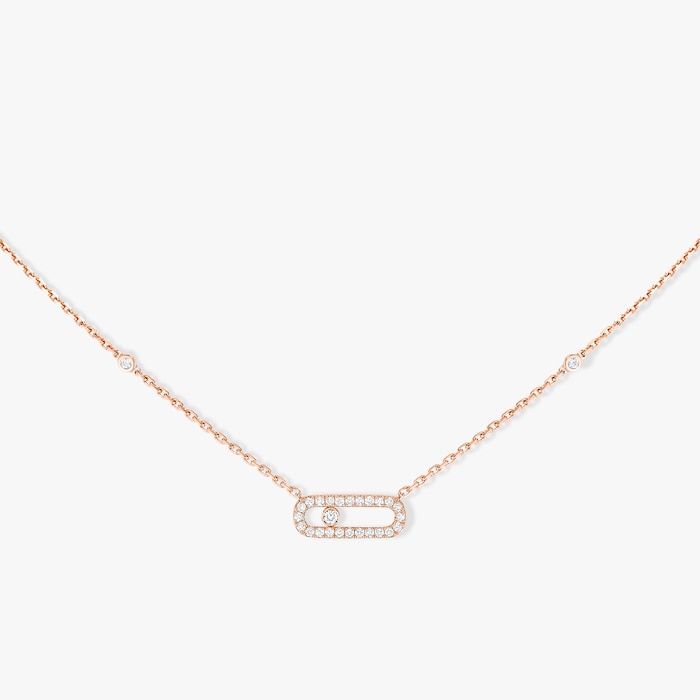 Messika 18k Rose Gold 0.20cttw Diamond Move Uno Necklace 45cm