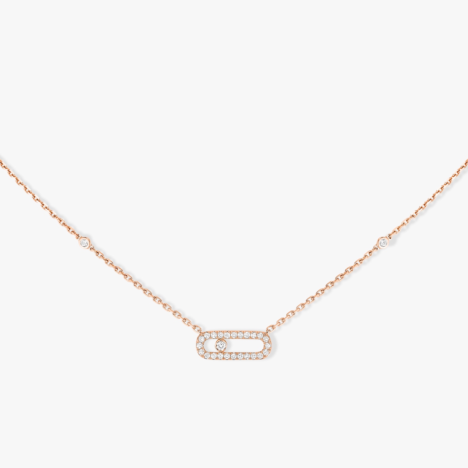 Messika 18k Rose Gold 0.20cttw Diamond Move Uno Necklace 45cm