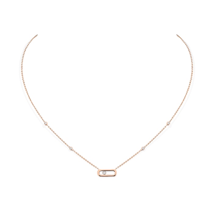 Messika 18k Rose Gold 0.10cttw Diamond Move Uno Necklace 45cm