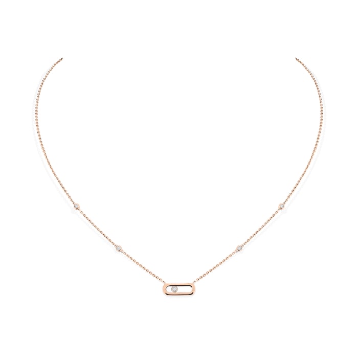 Messika 18k Rose Gold 0.10cttw Diamond Move Uno Necklace 45cm