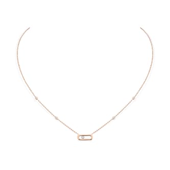 Messika 18k Rose Gold 0.10cttw Diamond Move Uno Necklace 45cm
