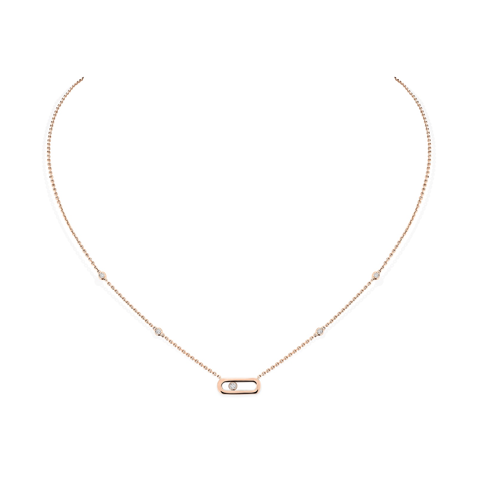 Messika 18k Rose Gold 0.10cttw Diamond Move Uno Necklace 45cm