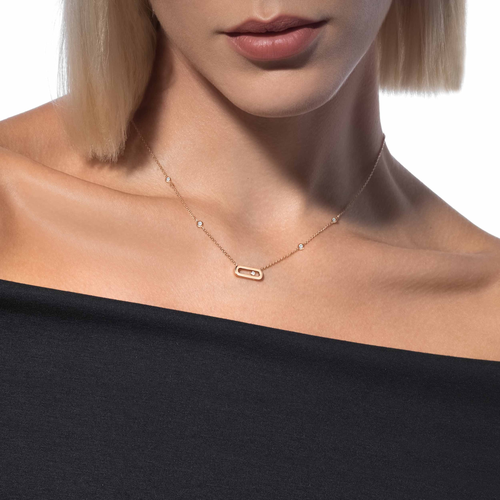 Messika 18k Rose Gold 0.10cttw Diamond Move Uno Necklace 45cm