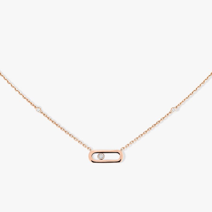 Messika 18k Rose Gold 0.10cttw Diamond Move Uno Necklace 45cm