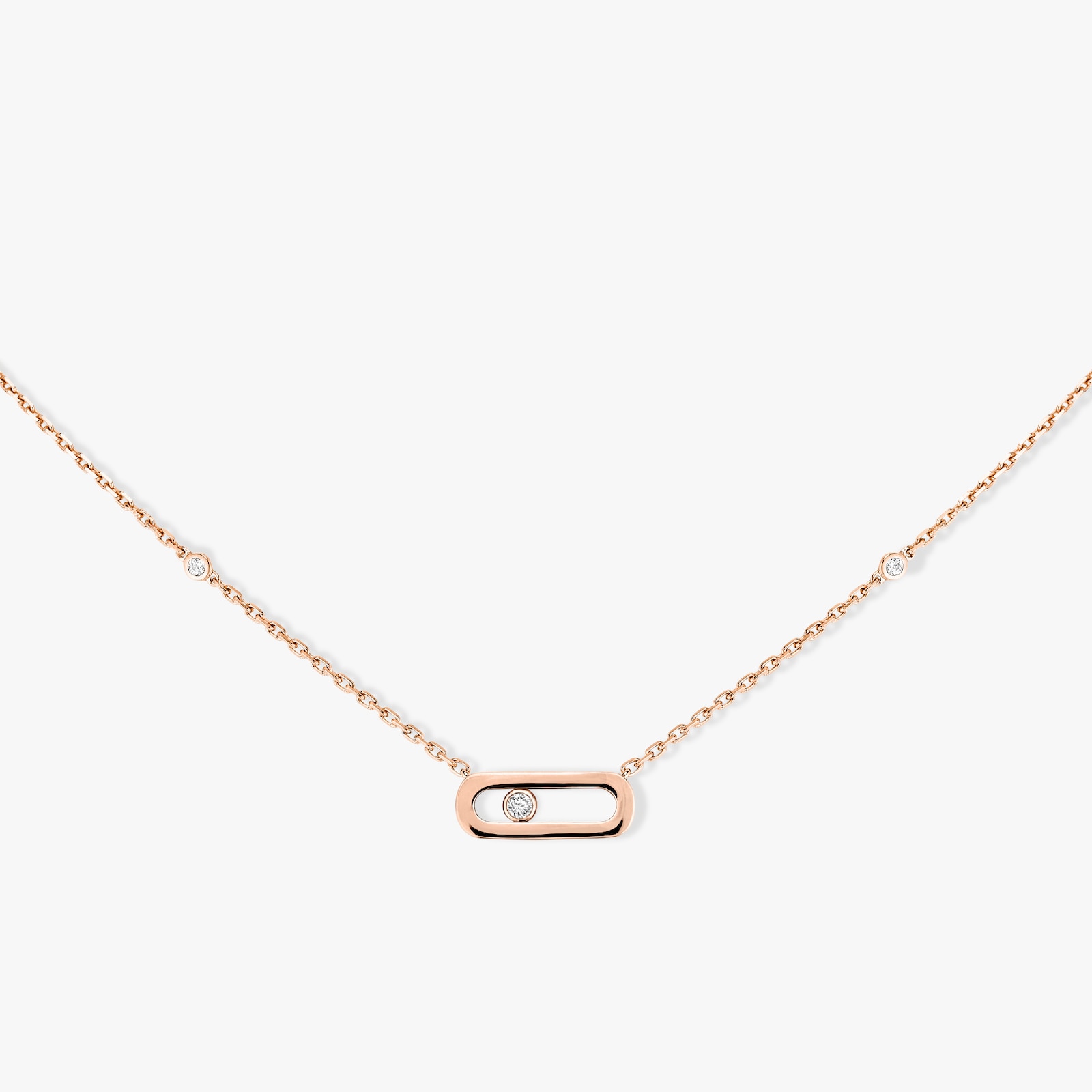 Messika 18k Rose Gold 0.10cttw Diamond Move Uno Necklace 45cm