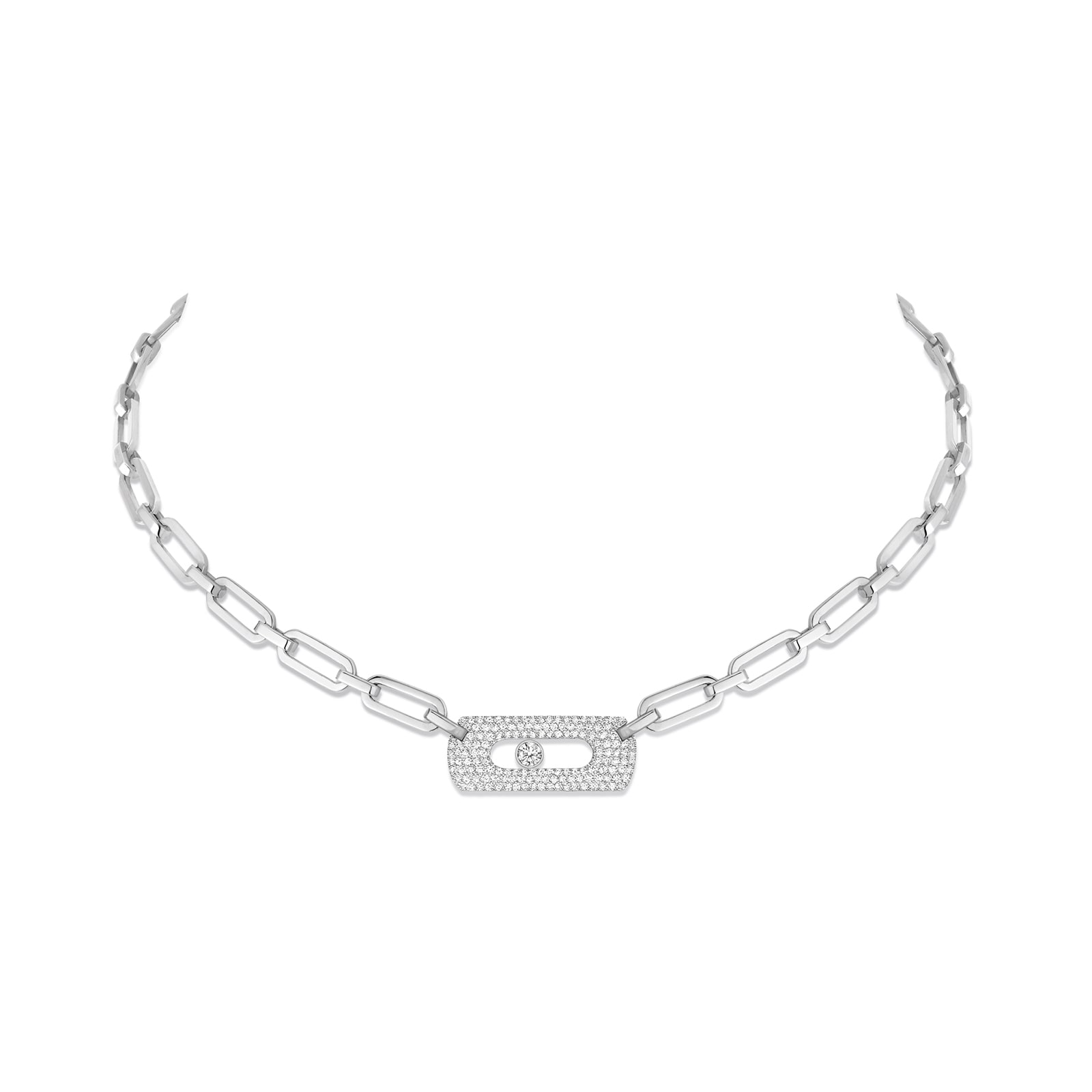 18k White Gold 0.79cttw Diamond My Move Chain Necklace 45cm